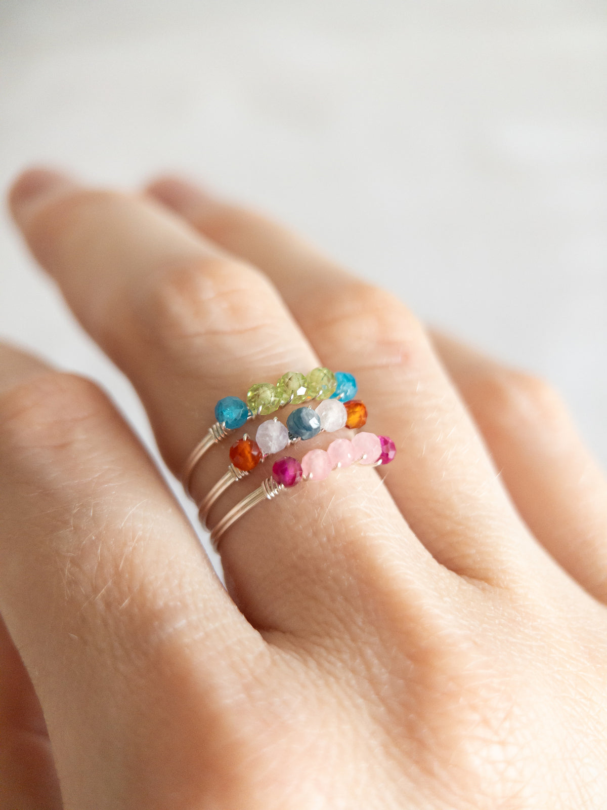Bague - Argent / Orange, Bleu & Violet