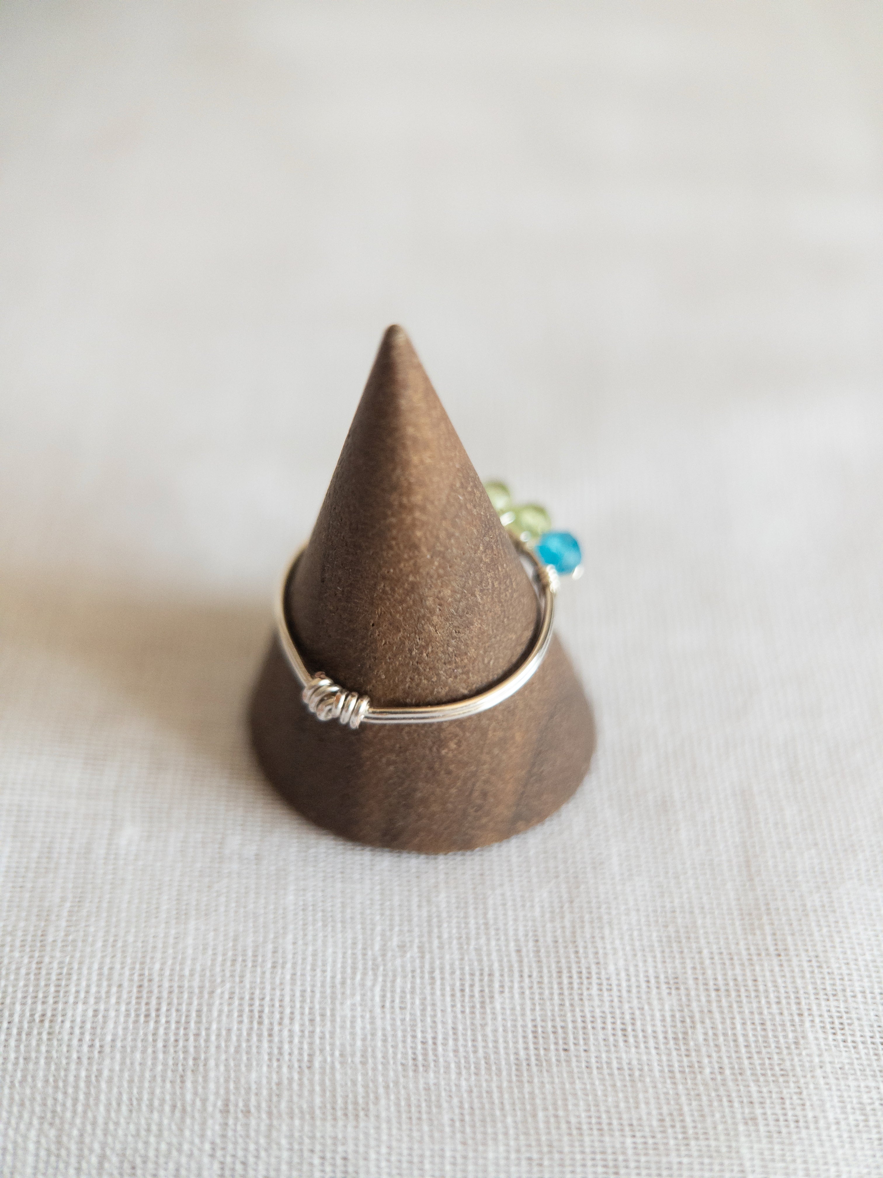 Bague - Argent / Vert & Bleu