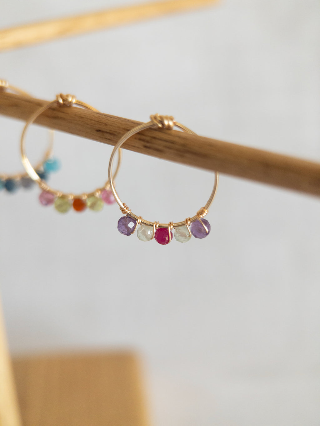 Bague - Doré / Violet, Vert & Rose