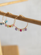 Bague - Doré / Violet, Vert & Rose