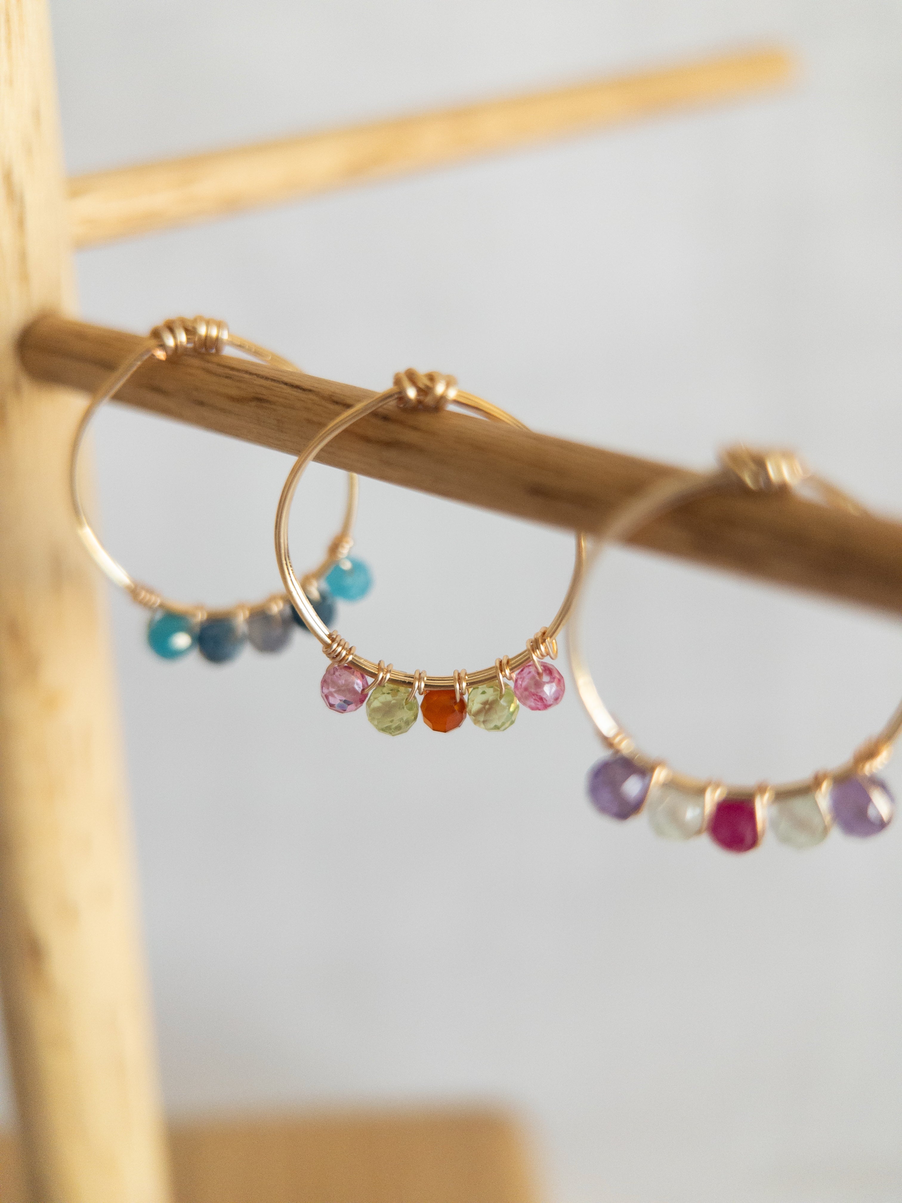 Bague - Doré / Rose, Vert & Orange