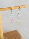 Drop Earrings - Silver / 3 Flowers