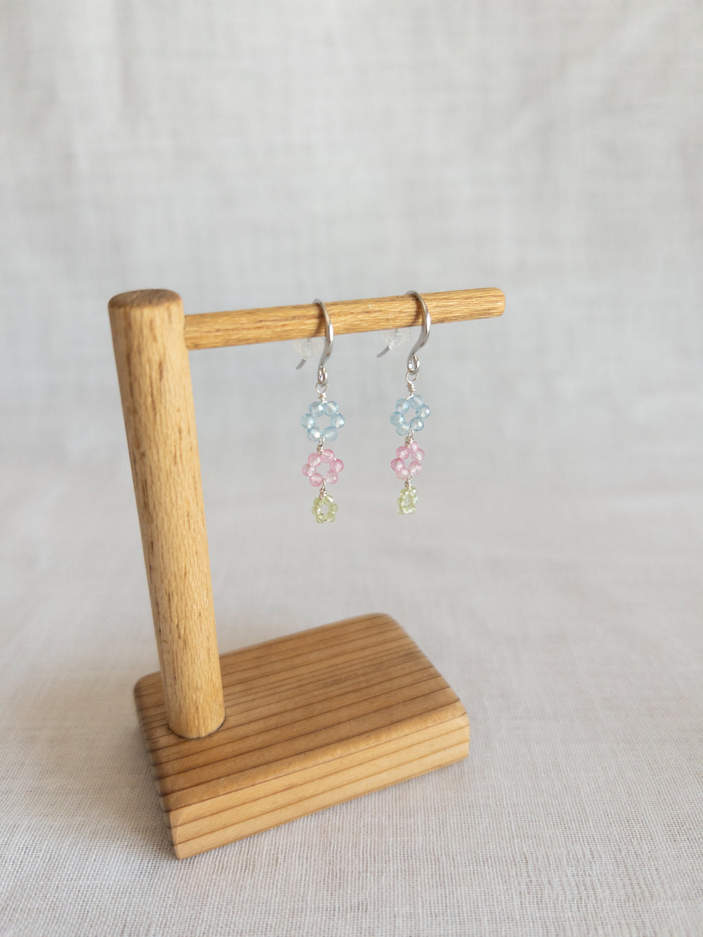 Drop Earrings - Silver / 3 Flowers