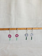 Drop Earrings - Silver / Flower & Stem