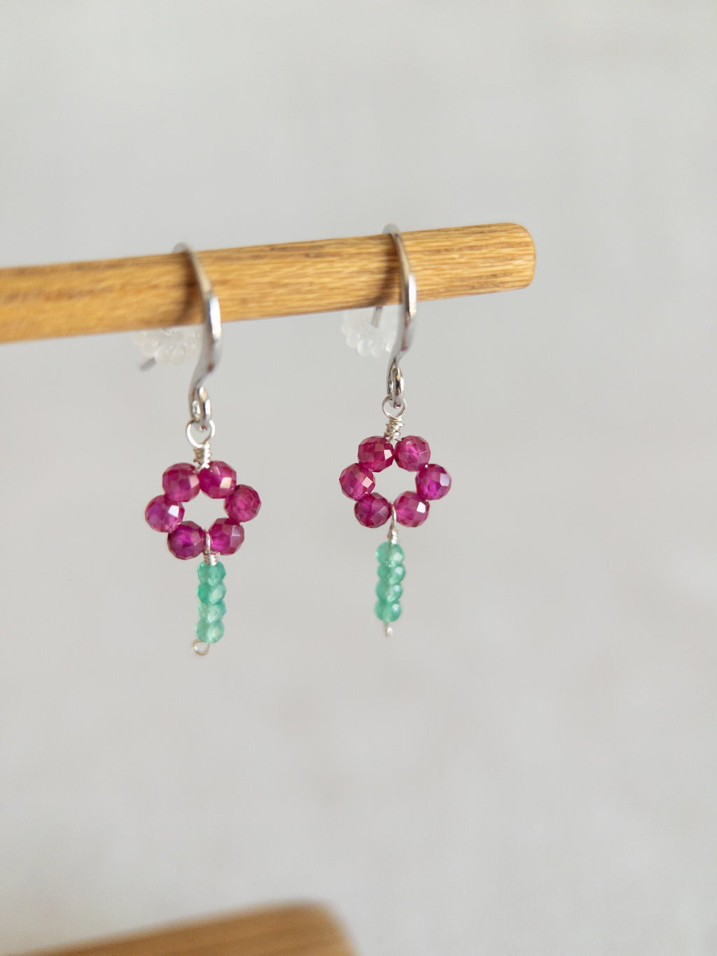 Drop Earrings - Silver / Flower & Stem