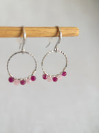 Round Drop Earrings - Silver / Pink