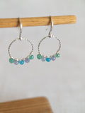 Round Drop Earrings - Silver / Green & Blue