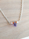 Beaded Necklace - Silver / Amethyst