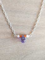 Beaded Necklace - Silver / Amethyst