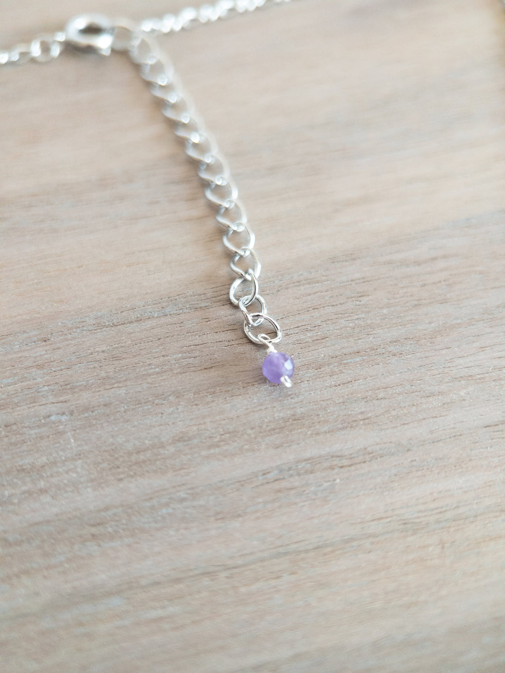 Beaded Necklace - Silver / Amethyst