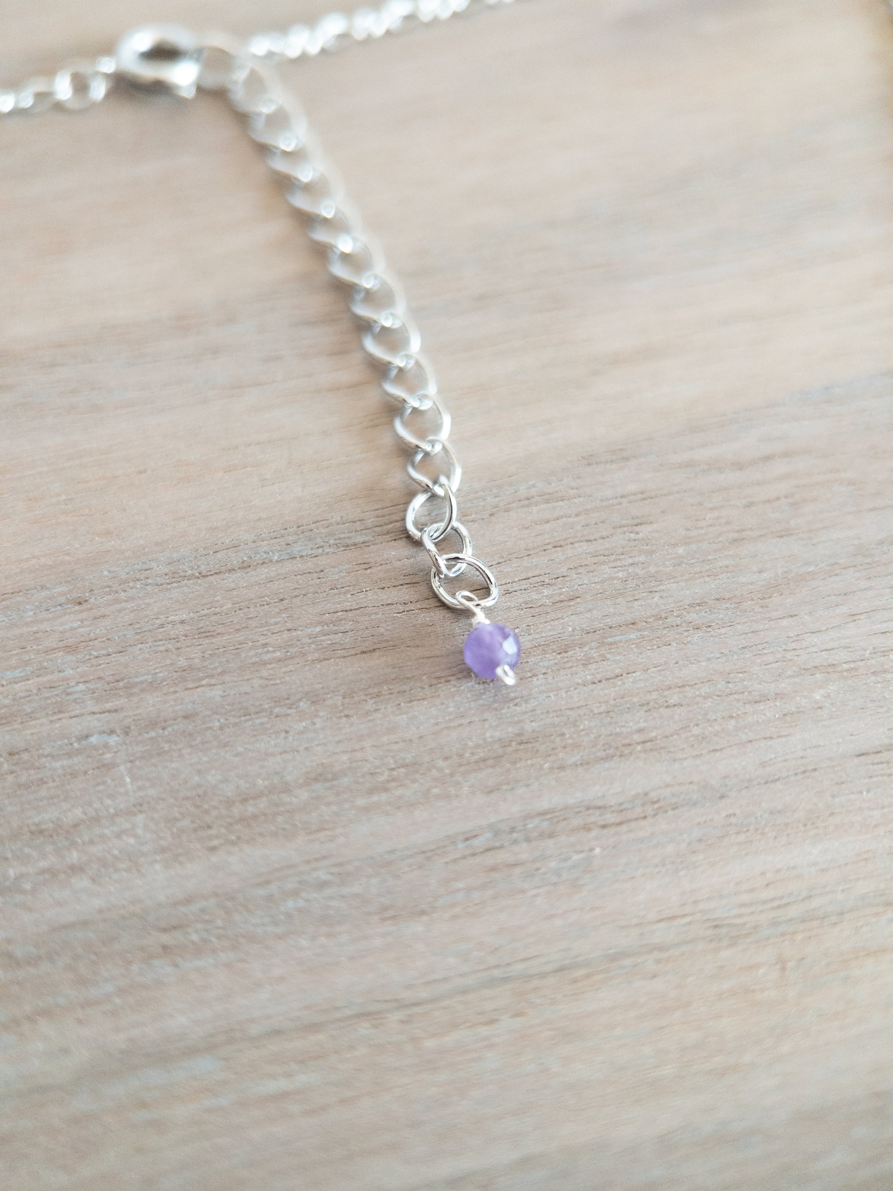 Beaded Necklace - Silver / Amethyst