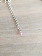 Beaded Necklace - Silver / Pink Topaz + Green