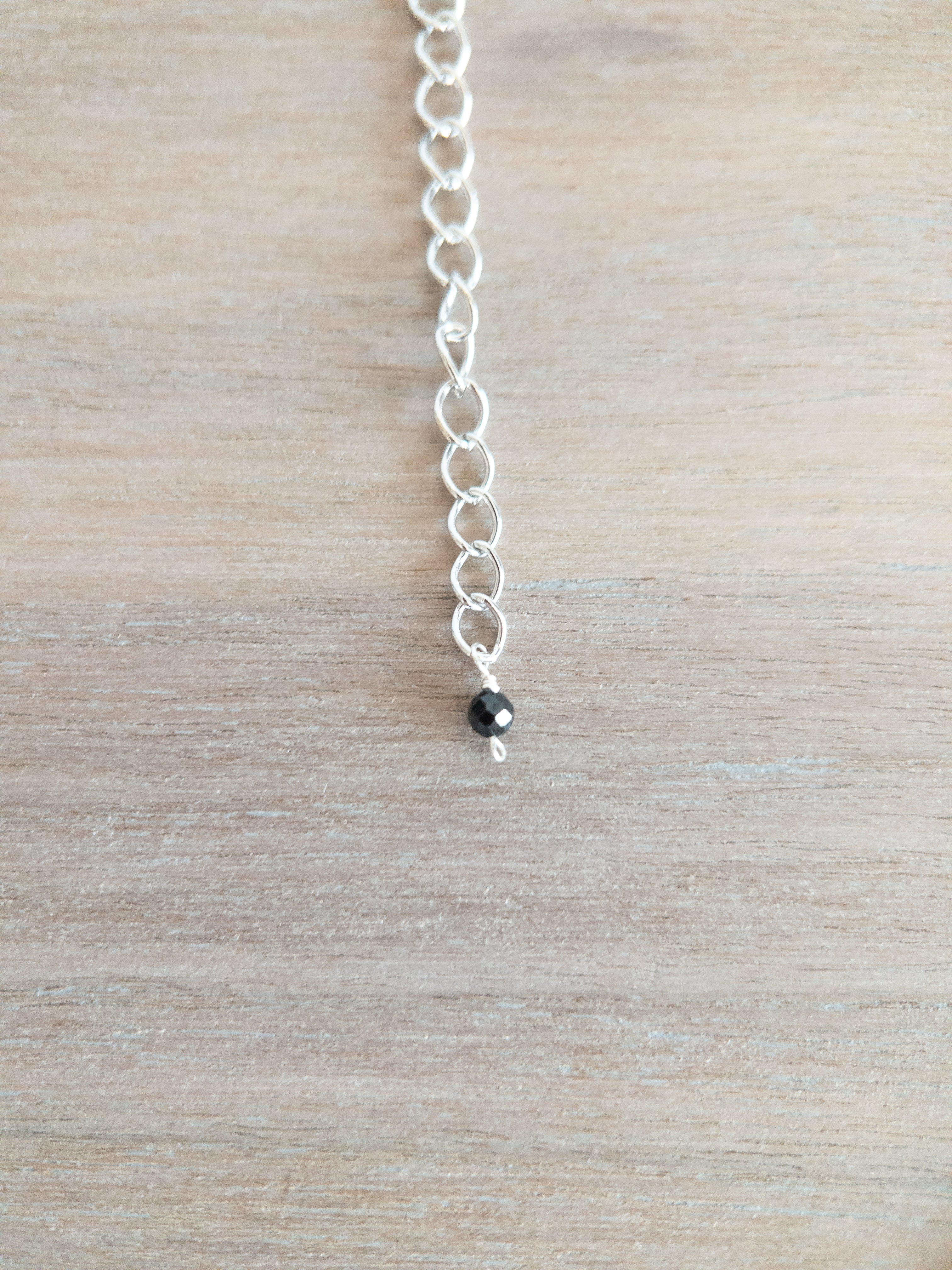Beaded Necklace - Silver / Dangling Purple and Pink