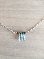 Beaded Necklace - Silver / Dangling Blue & Black