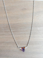 Beaded Necklace - Silver / Amethyst