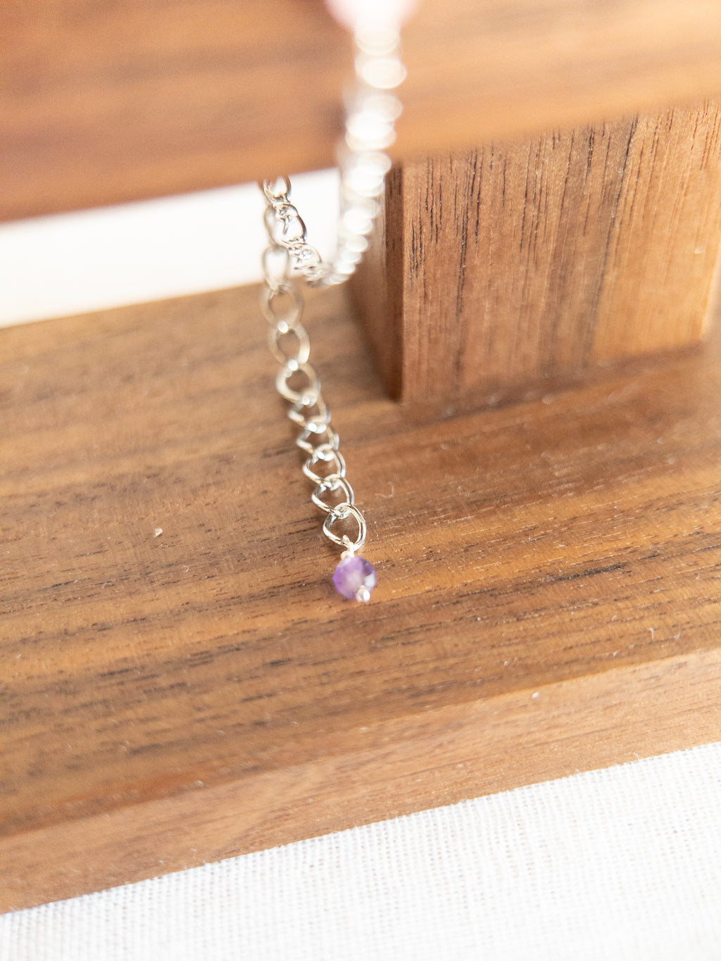 Colorful Gemstone Beaded Bracelet - Silver / Purple & Pink