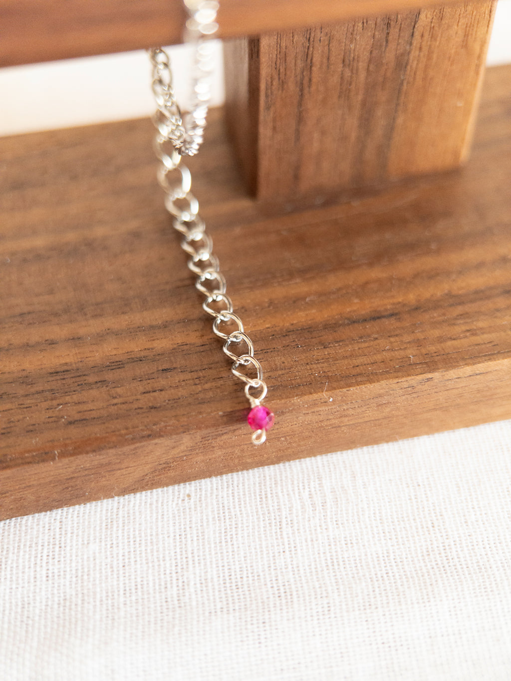 Colorful Gemstone Beaded Bracelet - Silver / Black & Pink