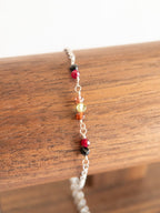 Colorful Gemstone Beaded Bracelet - Silver / Green & Brown