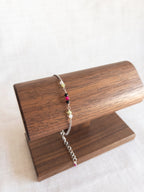 Colorful Gemstone Beaded Bracelet - Silver / Black & Pink