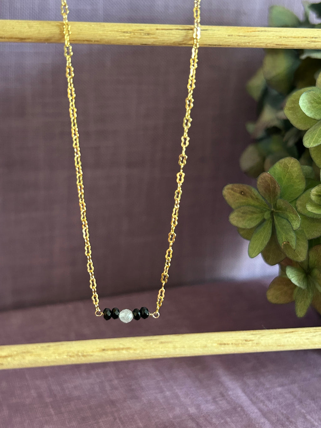 Beaded Necklace - Onyx & Morganite