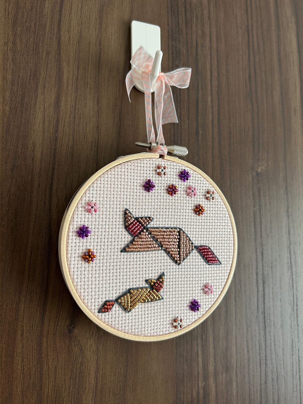 Embroidery Art - Tangram Cats & Flowers