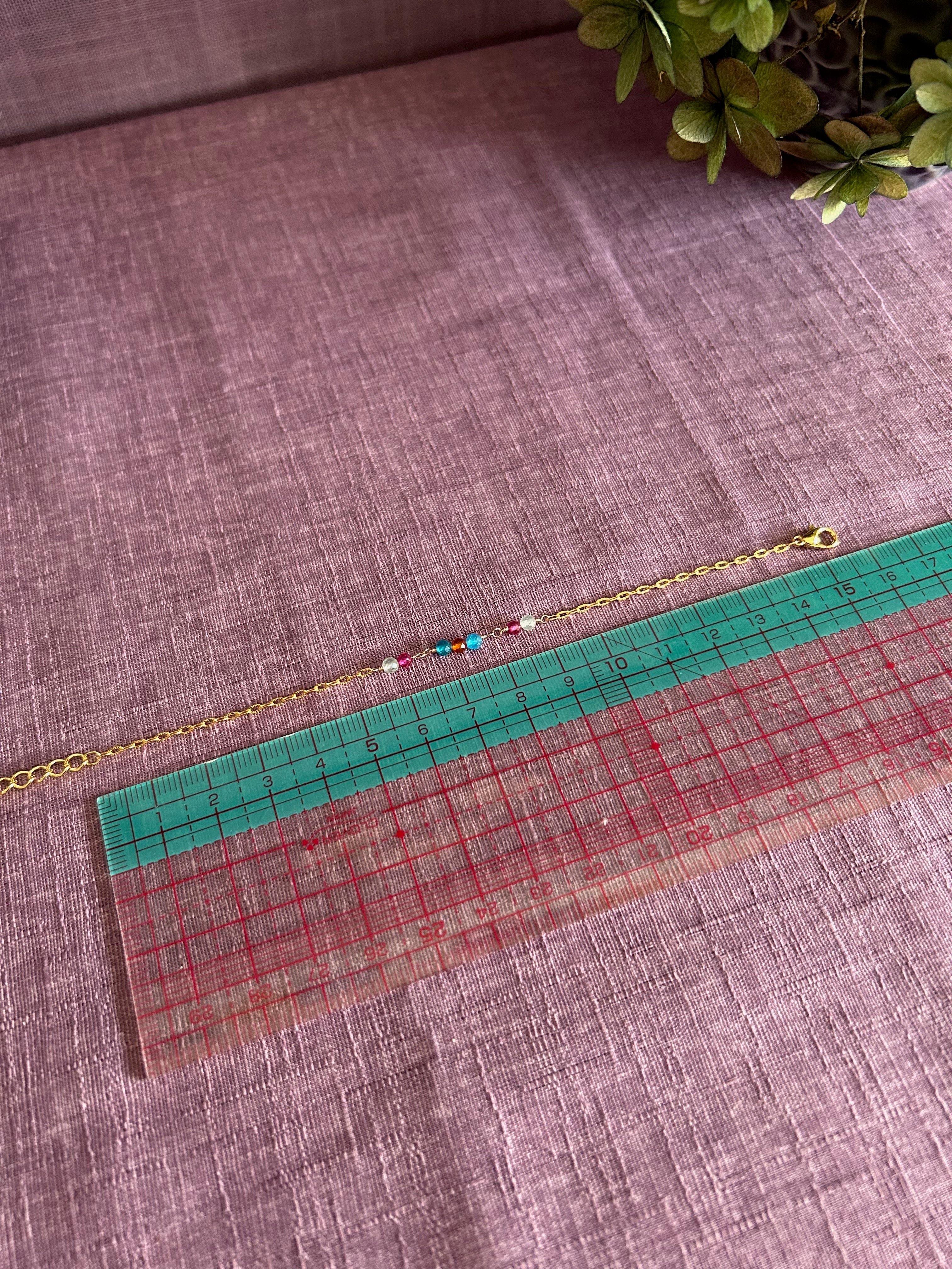 Colorful Gemstone Beaded Bracelet - Blue, Orange, Pink & Green