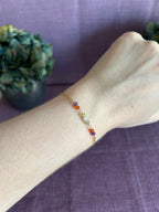 Colorful Gemstone Beaded Bracelet - Purple, Orange, Green & Light Pink