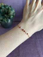 天然石のブレスレット・赤、白、緑