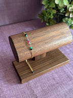 Colorful Gemstone Beaded Bracelet - Black, Green, Purple & Pink