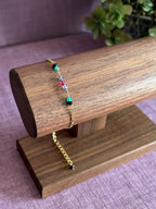 Colorful Gemstone Beaded Bracelet - Black, Green, Purple & Pink