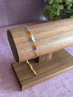 Colorful Gemstone Beaded Bracelet - Purple, Orange, Green & Light Pink