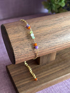 Colorful Gemstone Beaded Bracelet - Purple, Orange, Green & Light Pink