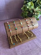 Colorful Gemstone Beaded Bracelet - Purple, Orange, Green & Light Pink