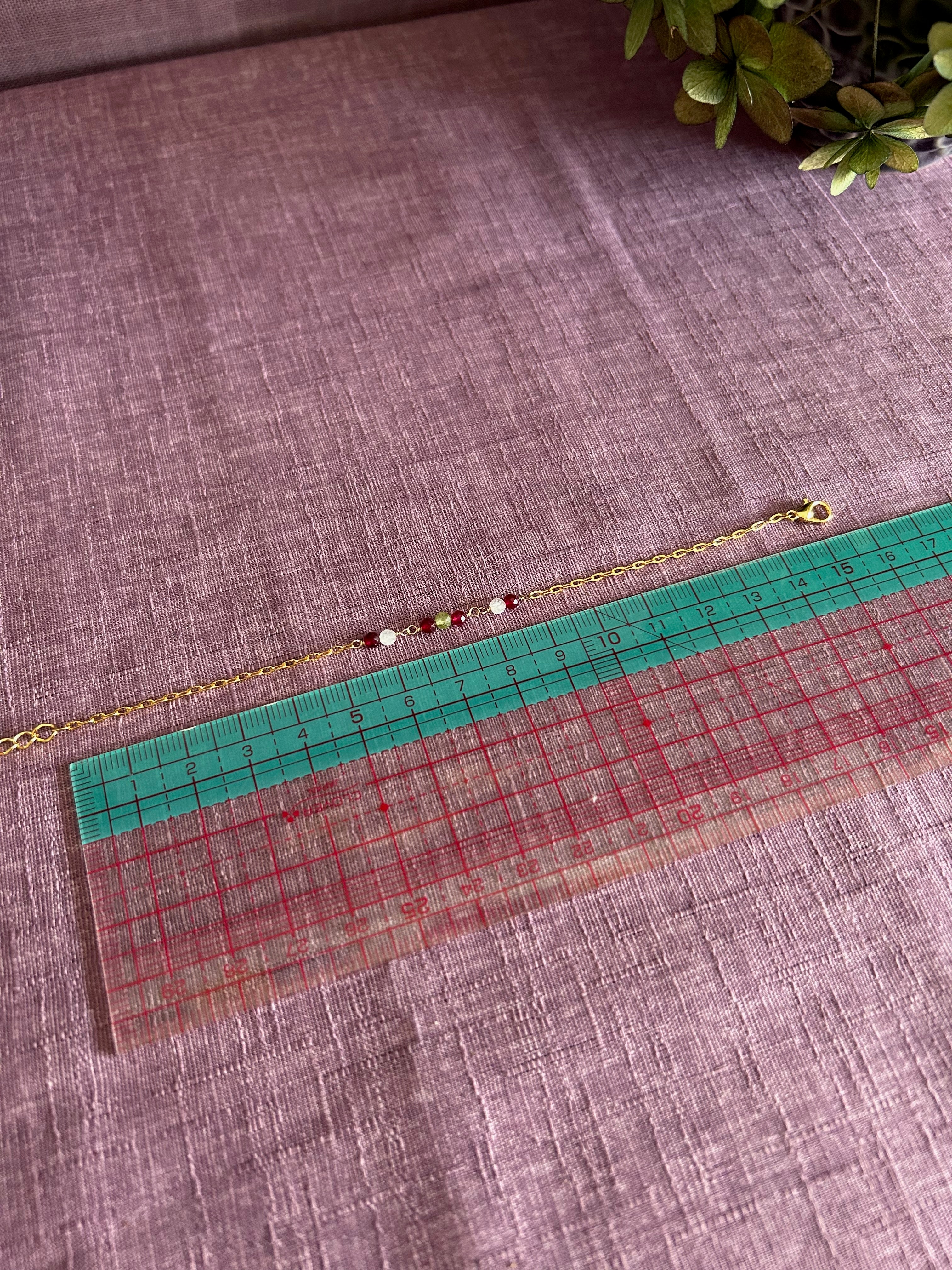 Colorful Gemstone Beaded Bracelet - Red, White & Green