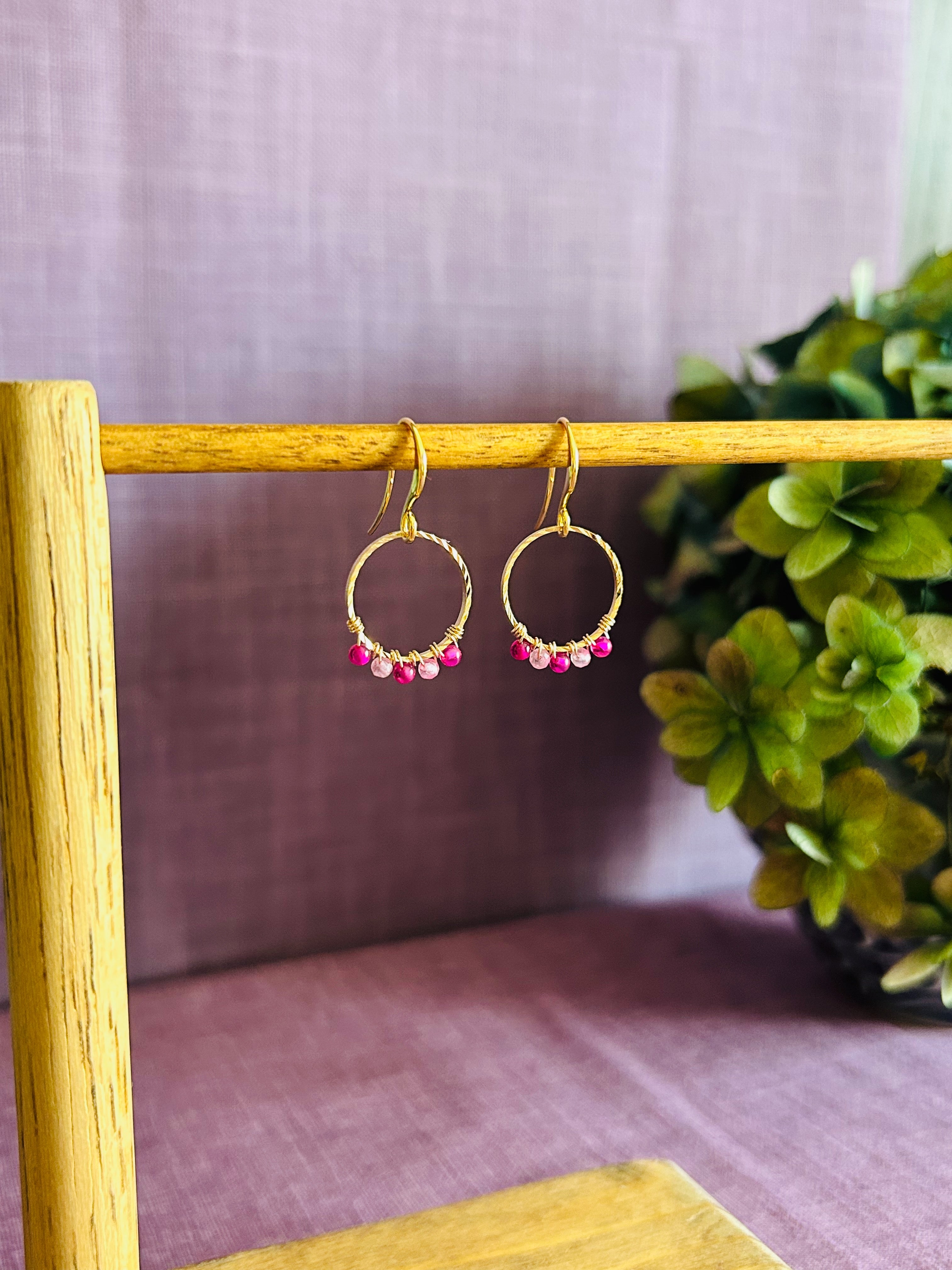 Round Drop Earrings - Pink