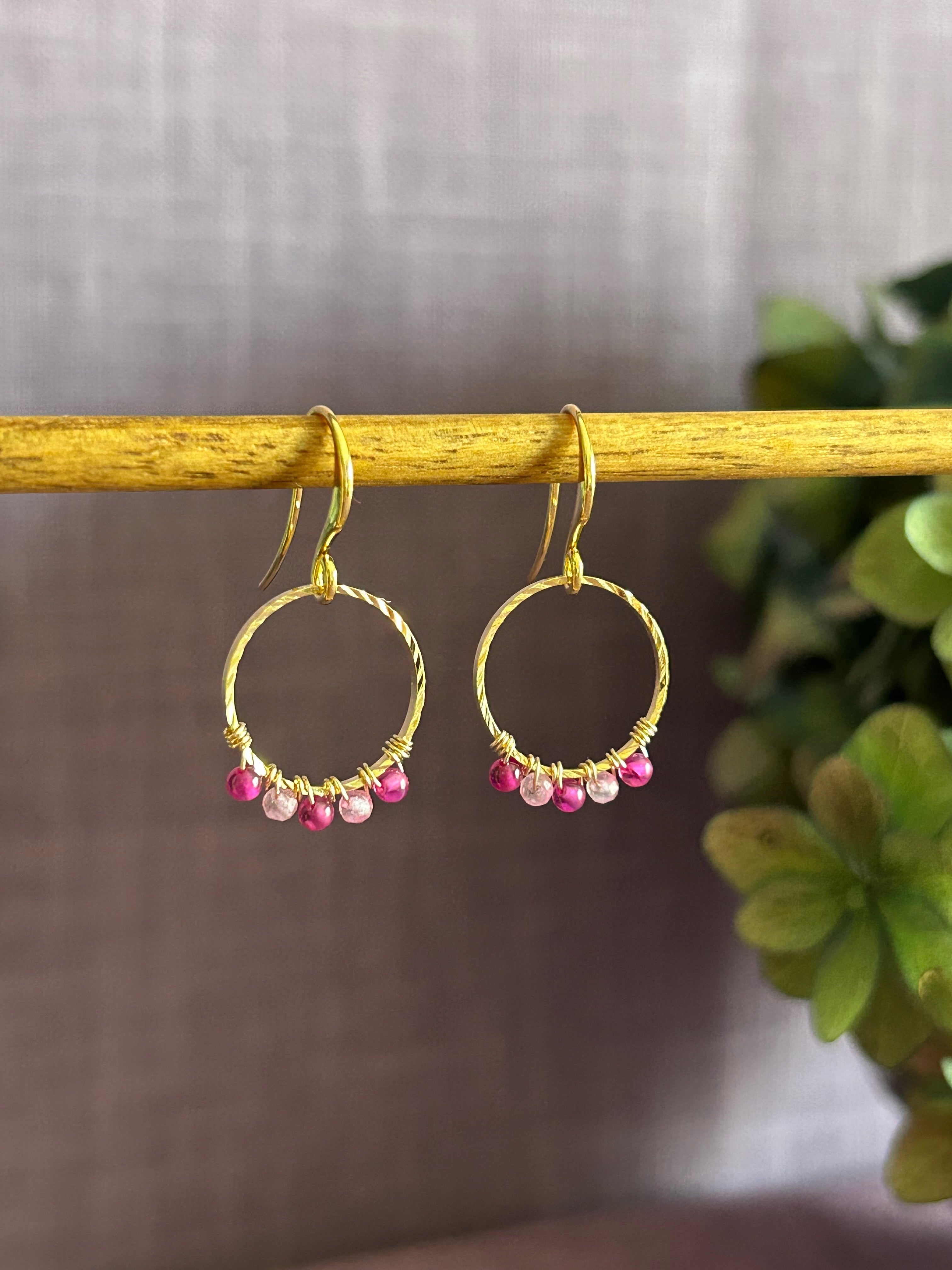 Round Drop Earrings - Pink