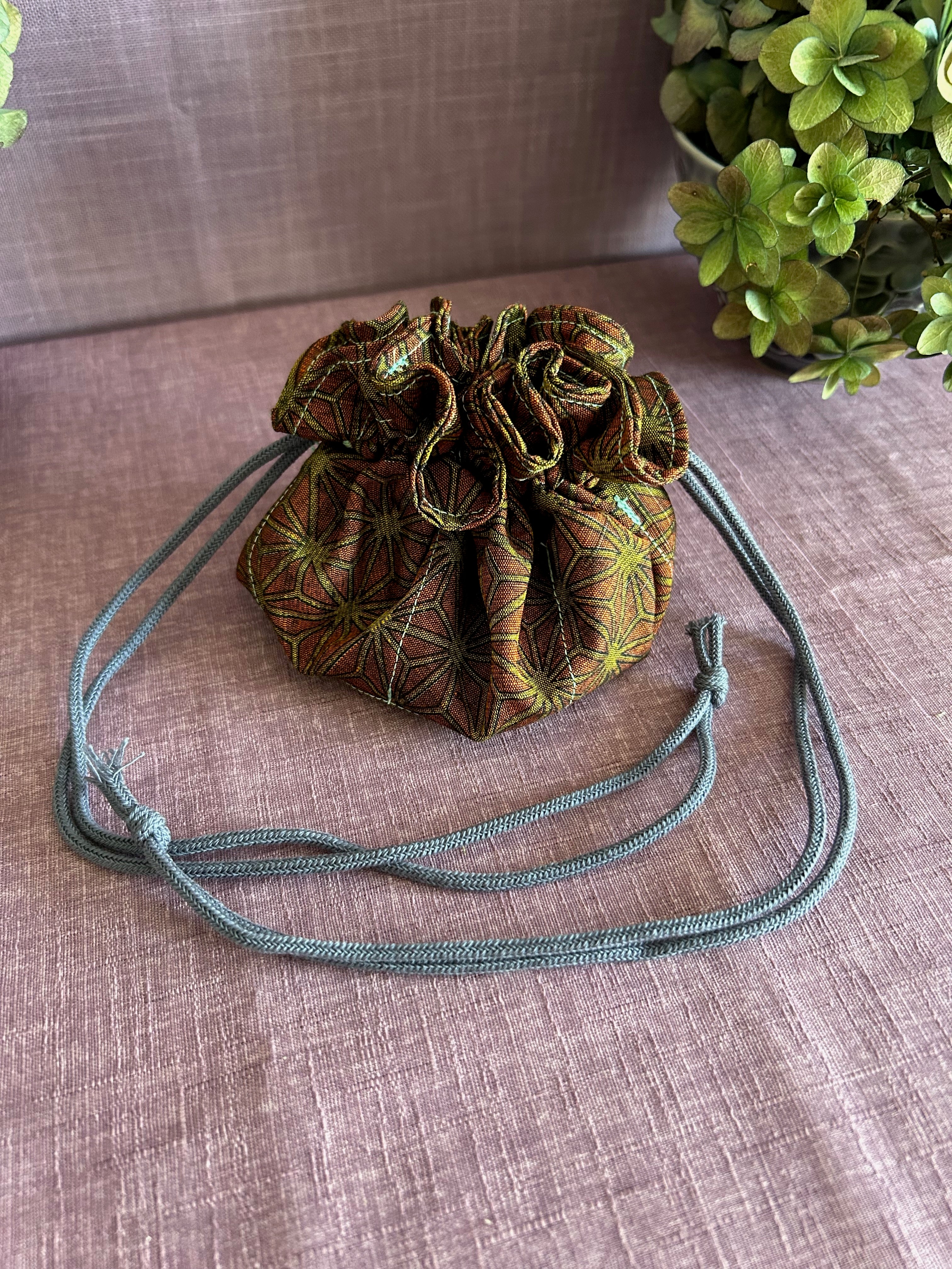 Drawstring Jewelry Pouch - Asanoha