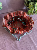 巾着ジュエリーポーチ - 赤と青のライン