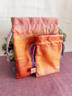 Drawstring Pouch - Orange & Pink shimmers (Big)