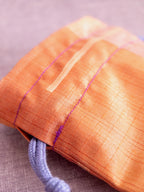 巾着ポーチ - オレンジ＆ピンクのきらめき（小）