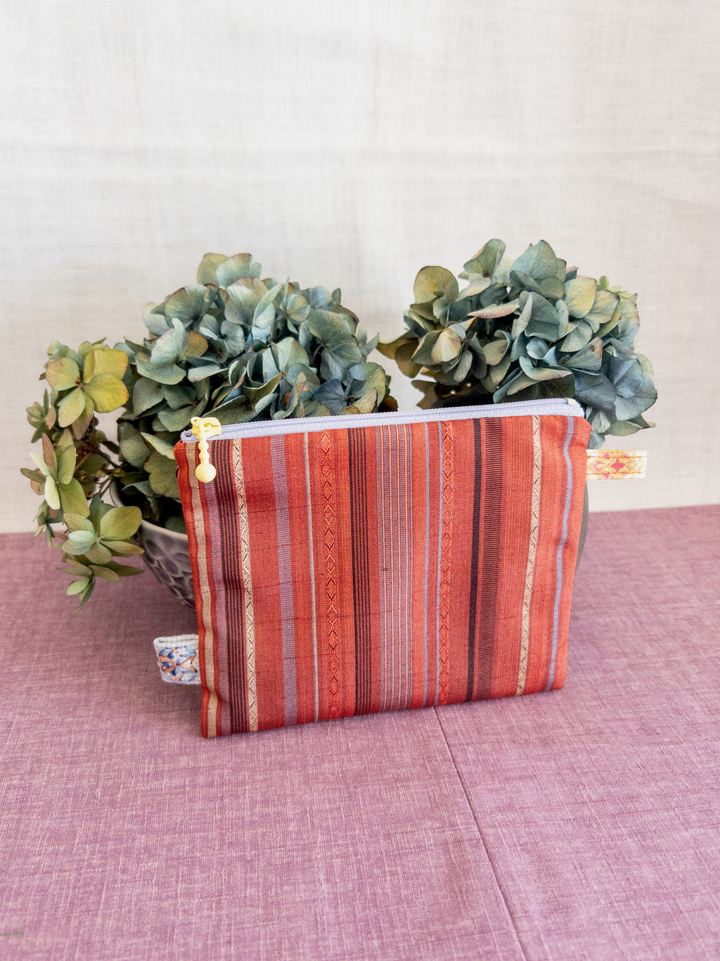 Zipped Pouch - Red & Blue lines (Small)