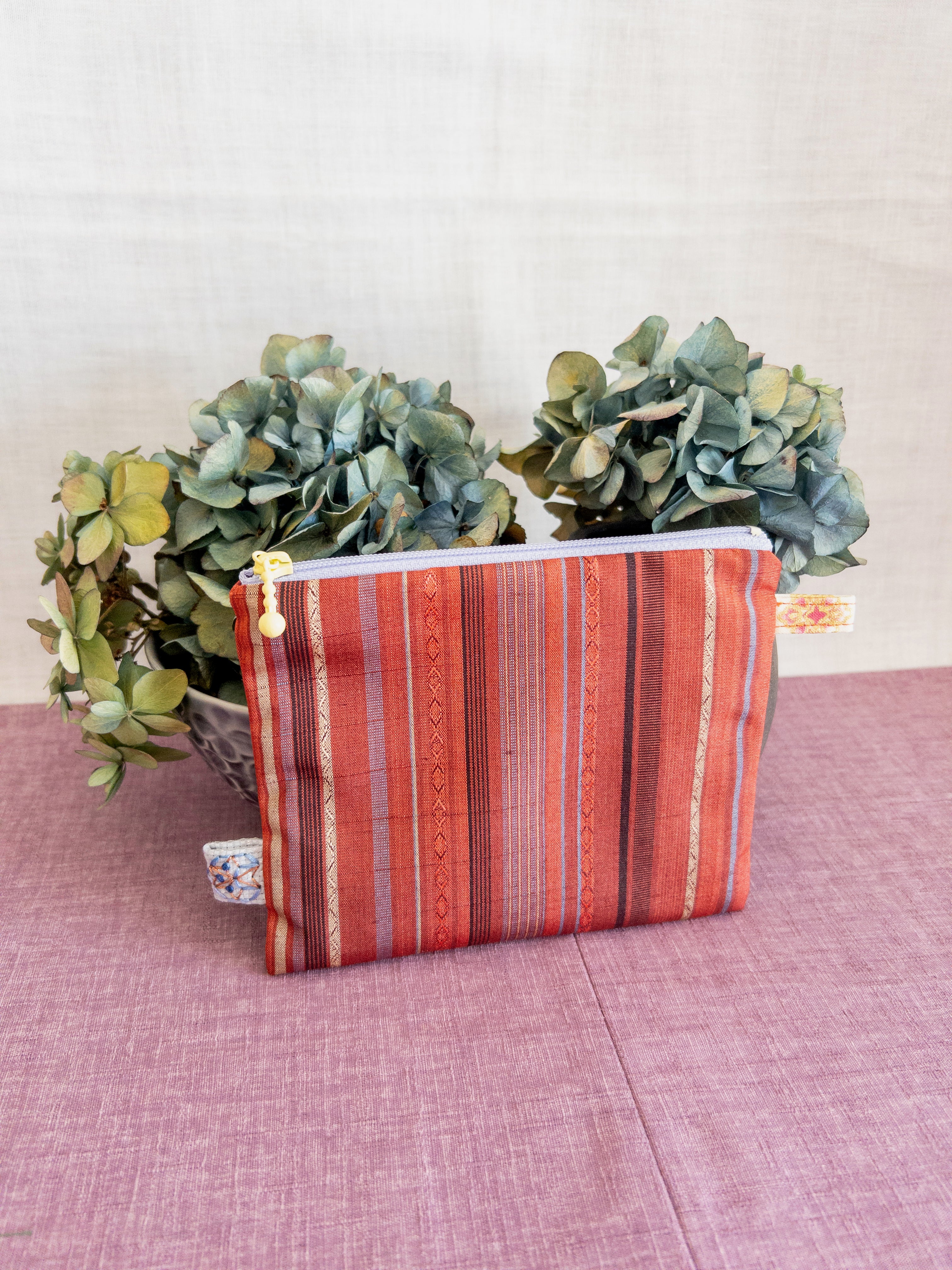 Zipped Pouch - Red & Blue lines (Small)