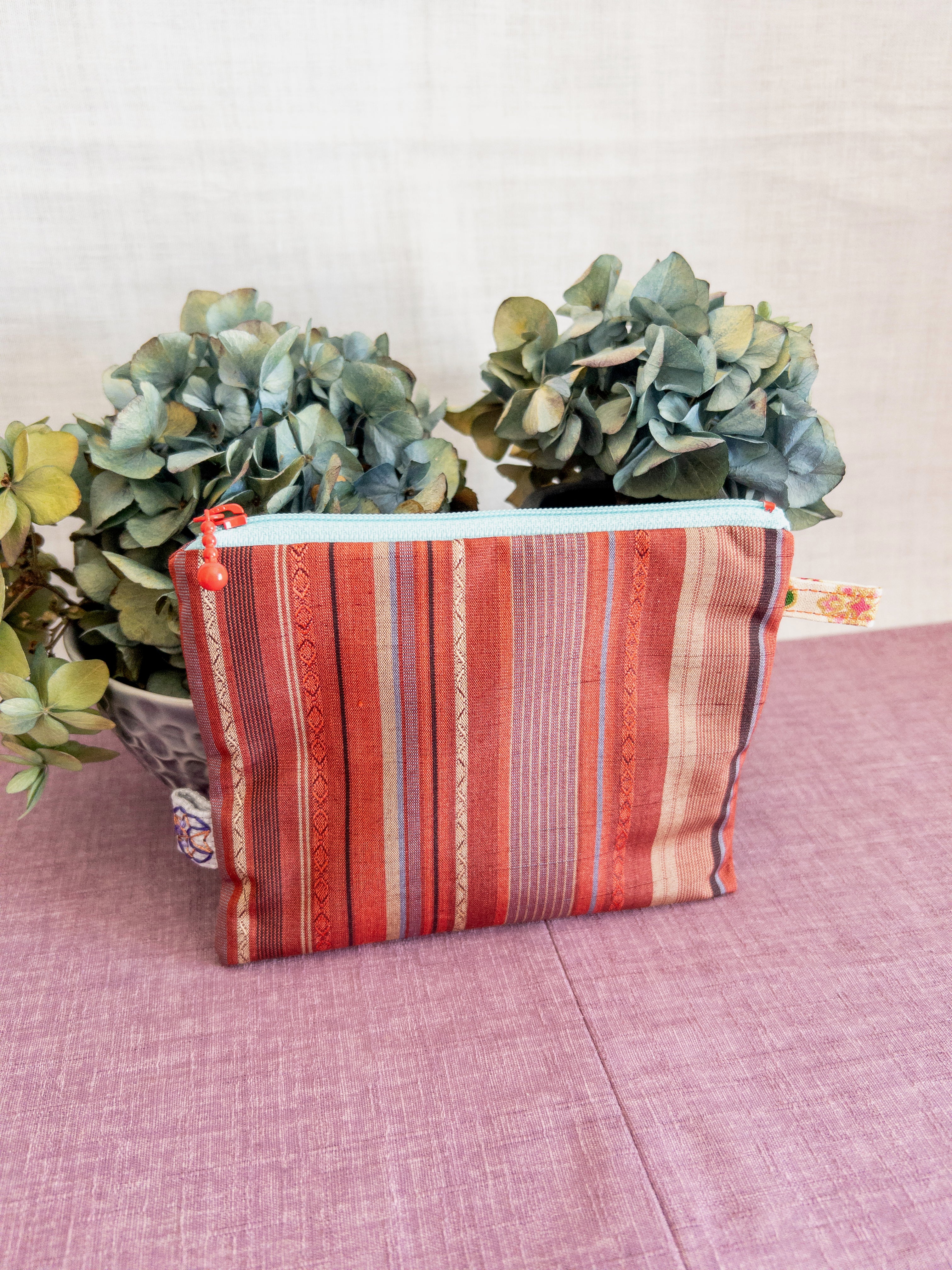 Zipped Pouch - Red & Blue lines (Small)