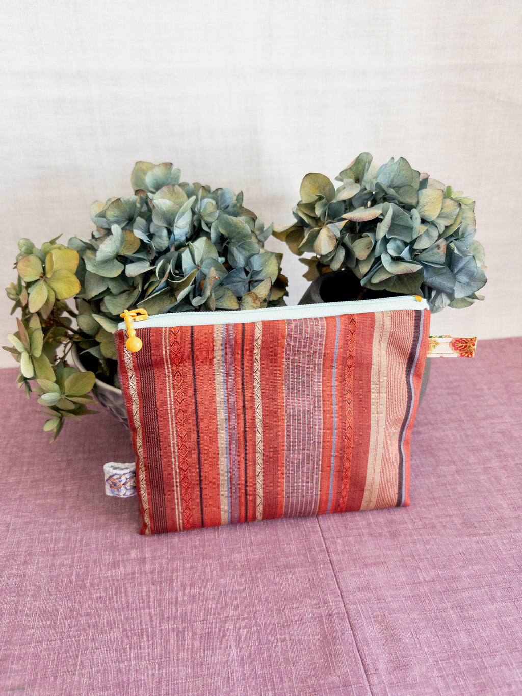 Zipped Pouch - Red & Blue lines (Small)