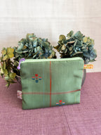 Zipped Pouch - Green & Red stripes (Small)