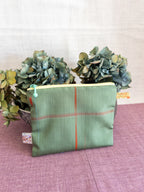 Zipped Pouch - Green & Red stripes (Small)