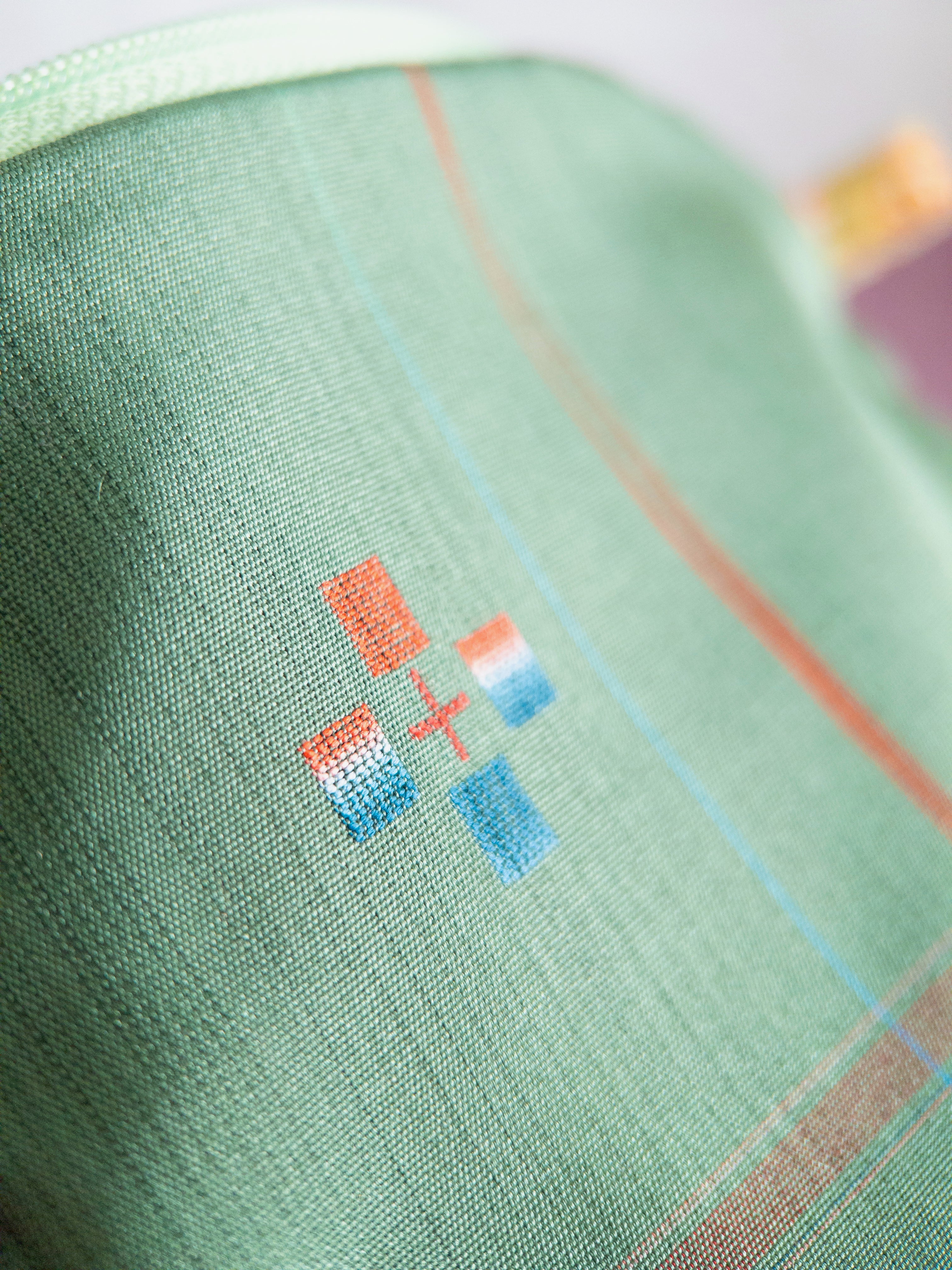 Zipped Pouch - Green & Red stripes (Big)