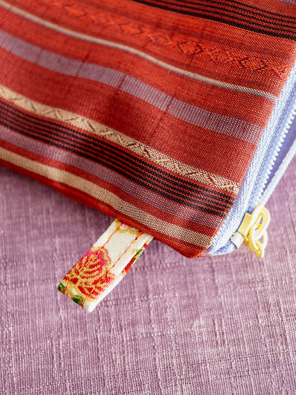 Zipped Pouch - Red & Blue lines (Small)