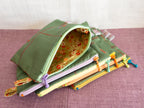 Zipped Pouch - Green & Red stripes (Small)