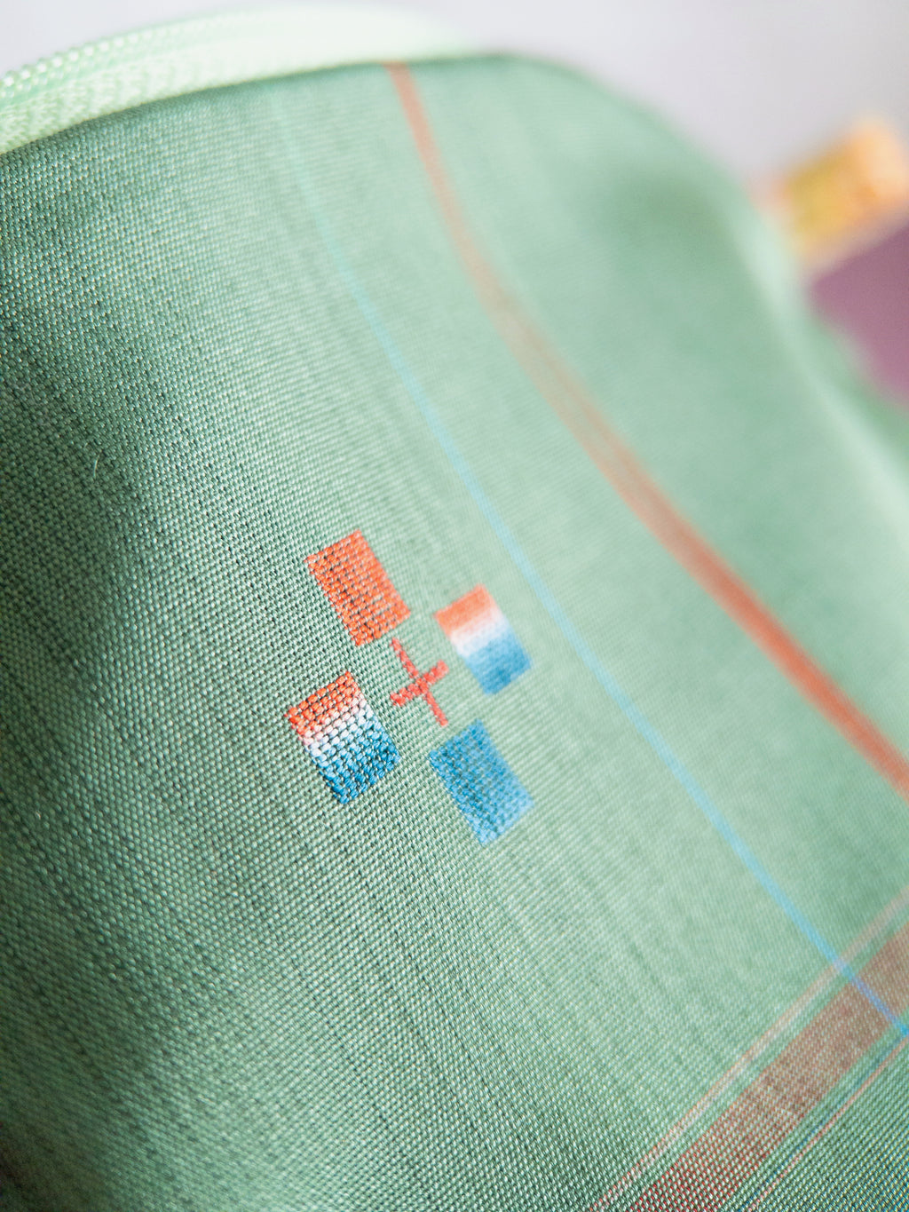 Zipped Pouch - Green & Red stripes (Small)